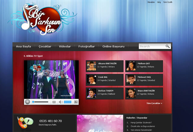 Bir Şarkısın Sen: TV programı sitesi ve online başvuru